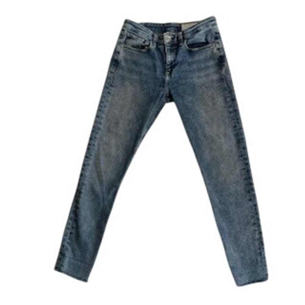 Rag & Bone Cate Mid-Rise Ankle Skinny Jeans Blue Raw Hem Size 27